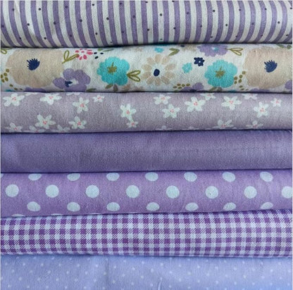 7 pcs 20" x 20" Cotton Fabric DIY Making Supplies Quilting Patchwork Fabric Fat Quarter Bundles DIY for Quilting Cotton Patchwork Cushions (Mix Purple Flowers, 20" x 20")