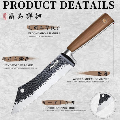 Huusk Grilling Gifts for Men Meat Cleaver Butcher Knife Hand Forged High Carbon Japanese Viking Carving Knives for Slicing BBQ 8.3 inch