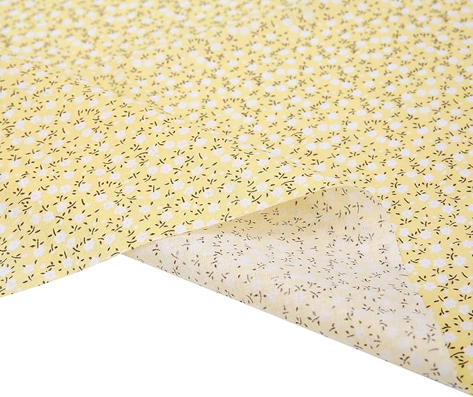 7 pcs 20" x 20" Cotton Fabric DIY Making Supplies Quilting Patchwork Fabric Fat Quarter Bundles DIY for Quilting Cotton Patchwork Cushions (Yellow, 20" x 20")
