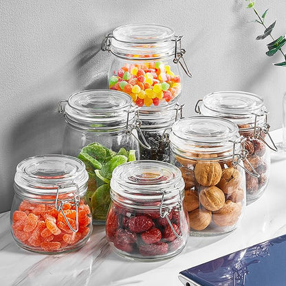 Glass Jars With Airtight Lid 32 Oz (Set Of 3) Wide Mouth Mason Glass Sealed Storage Canisters Leakproof For Coffee Sugar Nuts Spice Refrigerator Pickles & Preserves Tea For Fridge Kitchen Pantry