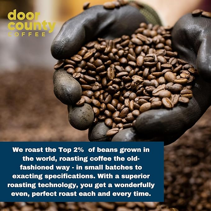 Door County Coffee Toffee Pretzel Flavored Ground Coffee - 10 oz Bag - Medium Roast - 100% Specialty Arabica - 100% Specialty Grade 1 Arabica Coffee