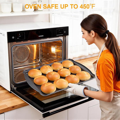 Baking Sheet with Cooling Rack Set,Carbon Steel Cookie Sheets with Rack for Baking Roasting,Nonstick Baking Pans, 17 x 11 x 0.5 Inches (2 Set)