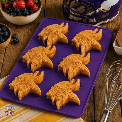 Masterpieces NFL Minnesota Vikings Muffin Pan - Silicone, Dishwasher Safe, Team Colors, Perfect Minnesota Vikings Gifts