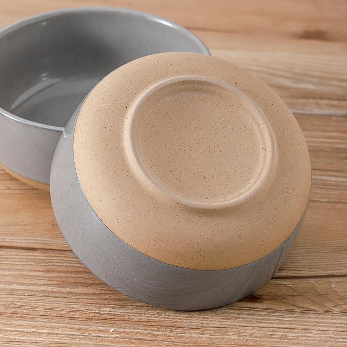 Ceramic Soup Bowls Set of 6,30 Ounce Stoneware Cereal Bowl,Porcelain Nesting Bowls for Oatmeal,Popcorn,Soup,Pasta,Fruit,Housewarming Gift,Microwave & Dishwasher Safe,Gray