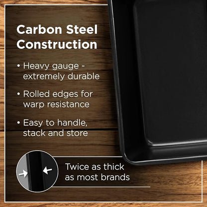 Wrenbury Pro 2lb Loaf Pan Set of 2 - Carbon Steel Large Bread Pan 1kg for Baking Delicious Meatloaf - Air Fryer 2 lb Baking Tray - Twin Pack