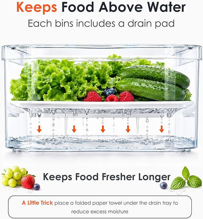 SMRCAD Fridge Organizers and Storage, 6 Pack Clear Freezer Organizer Bins with Lids for Kitchen, Pantry, Refrigerator, Food, Fruit, Vegetable Storage