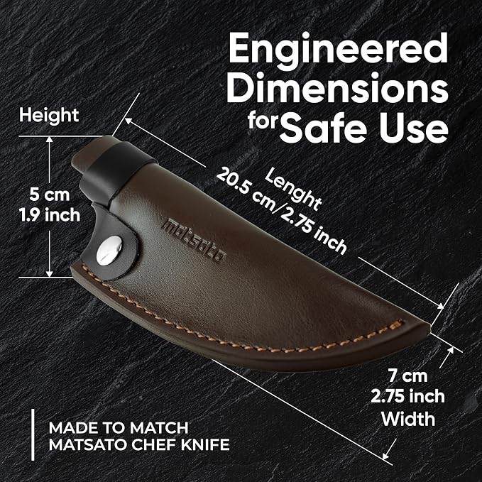 Matsato Kitchen Knife Leather Sheath, Japanese Steel Chef's Knife Holder for Cutting and Chopping, 6.3 Inch Knives Holder