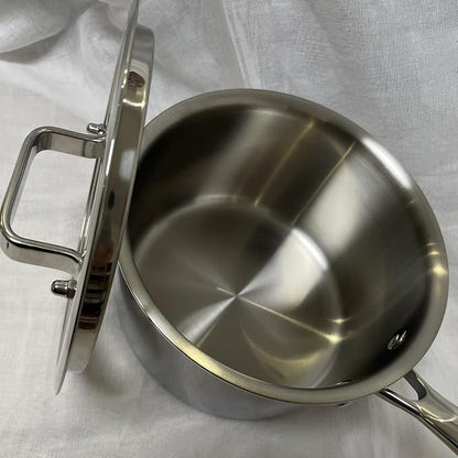Cooking pots including glass lids, frying pan, set of 3 pots/pan, Ø16cm, Ø20cm, Ø26cm, dishwasher-safe, pots for induction, fully lined 3-ply stainless steel