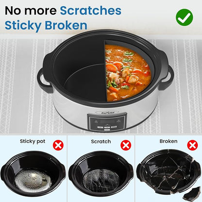 Slow Cooker Silicone Liners, Reusable 2 in 1 Crock Pot Divider Insert for 6QT Oval Crock Pots, Cooking Accessories Bpa Free, Dishwasher Safe