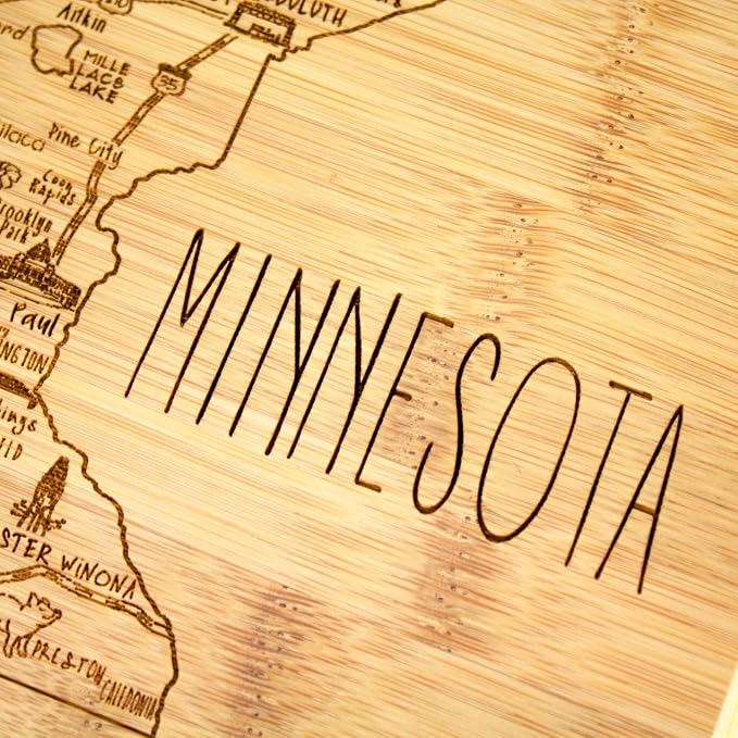 Totally Bamboo A Slice of Life Minnesota State Serving and Cutting Board, 11" x 8.75"