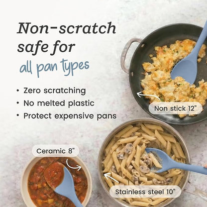 StarPack Silicone Spoonula The All-Rounder 11 Inch - LFGB Spoon Spatula, 600°F Heat Resistant, BPA-Free - One-Piece Seamless, Dishwasher Safe - for Nonstick Cookware, Light Blue