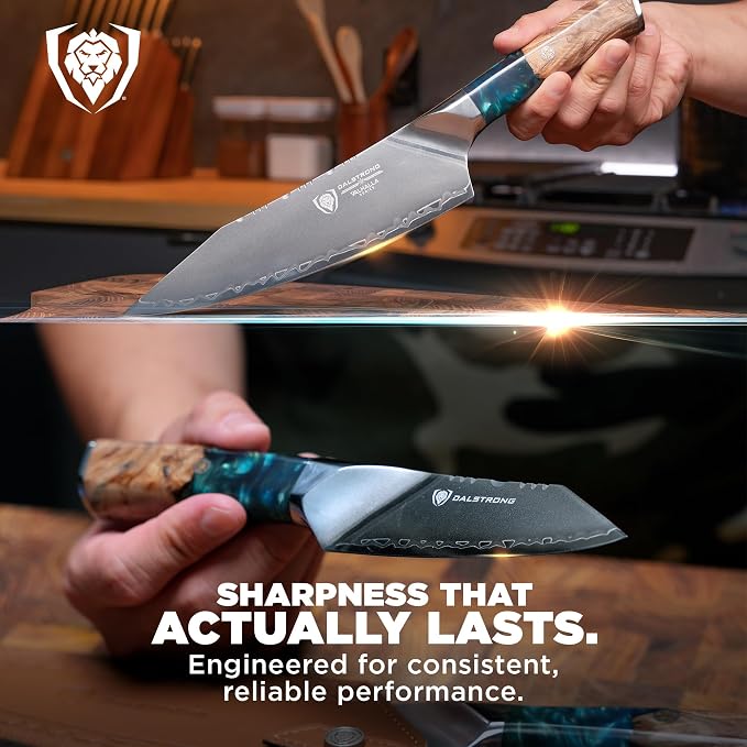 Dalstrong Valhalla 2-Piece Knife Set — 8" Chef + 3.5" Paring — 9CR18MOV HC Steel (8–12° Edge), Unique Wood + Resin Handles — For Apartment Kitchens, Gifts & First Serious Sets