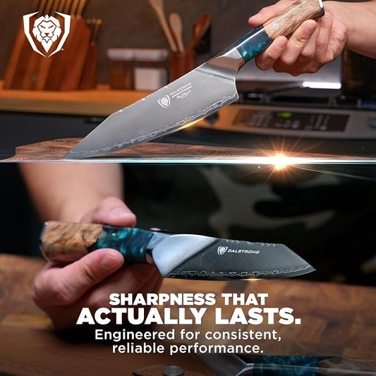 Dalstrong Valhalla 2-Piece Knife Set — 8" Chef + 3.5" Paring — 9CR18MOV HC Steel (8–12° Edge), Unique Wood + Resin Handles — For Apartment Kitchens, Gifts & First Serious Sets