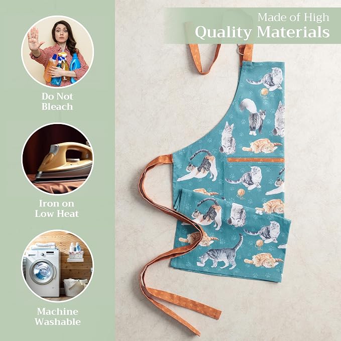 Maison d' Hermine 100% Cotton Apron for women with Pocket Kitchen Chef Apron for Men Cooking Spring Summer