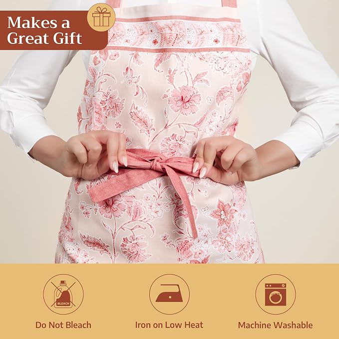 Maison d' Hermine 100% Cotton Apron for women with Pocket Kitchen Chef Apron for Men Cooking Spring Summer