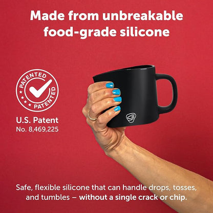 Silipint 16oz Silicone Coffee Mug – Unbreakable Dishwasher Safe Microwave Oven & Freezer Compatible Travel Mug – Non-Toxic Reusable Cup for Hot Coffee Tea or Cold Drinks (Classic Black) Pack of 1