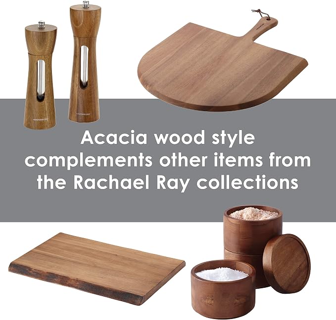 Rachael Ray Pantryware Wood Salt Cellar Stacking Set / Wood Salt Box Stacking Set3 piece, Brown
