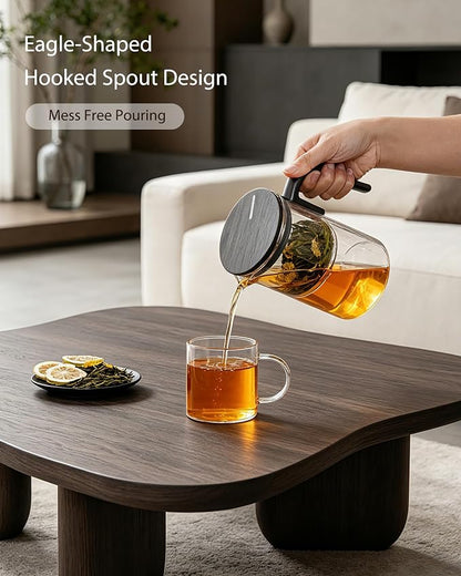 ZENS Enchanted Teapot, Magnetic Glass Tea Infuser Pot for Loose Leaf Tea Steeper, Magic Tea Maker, Mess-Free Loose Tea Diffusers for Tea Lovers Ideal Gifts, 28oz (830 ml)