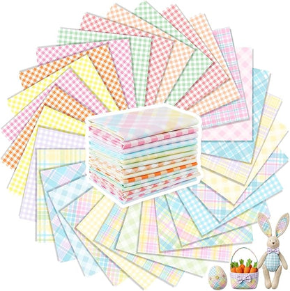 Tatuo 30 Pcs 10 x 10 Inches Pastel Gingham Cotton Fabric Bundle Squares Patchwork Checkered Fabric Sewing Quilting Bundles Assorted Pattern Cloth for DIY Scrapbook Craft Making