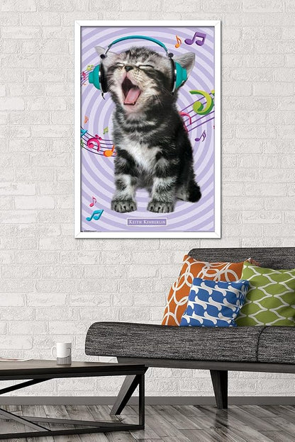 Trends International Keith Kimberlin - Kitten - Singing Wall Poster, 22.375" x 34", White Framed Version