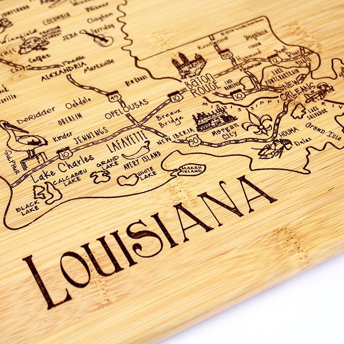 Totally Bamboo A Slice of Life Louisiana State Serving and Cutting Board, 11" x 8.75"