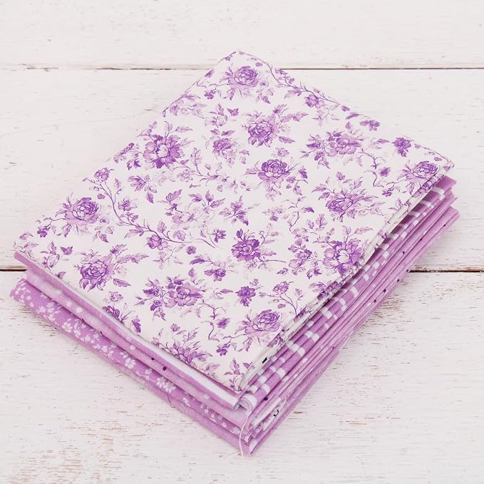Threadart Exclusive 5 Fat Quarter Bundles - Lavender Vintage Prints 100% Cotton Fabric - Premium 100% Cotton Quilting Fabric - No Duplicates - Full Size Fat Quarters 18"x21" - Lavender