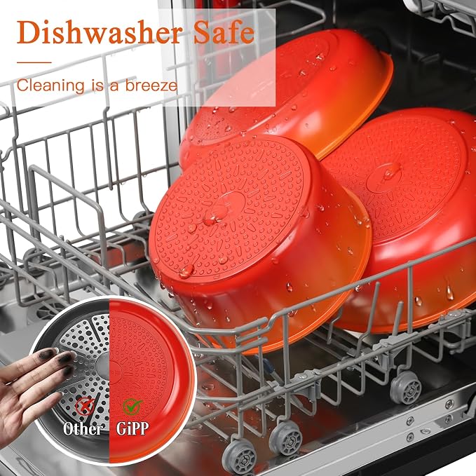 GIPP 11pcs Pots and Pans Set Non Stick, Nonstick Cookware Set Detachable Handle, Ceramic Pots for Cooking Non Stick with Removable Handle, RV Cookware Set for All Stoves, Orange Gradient