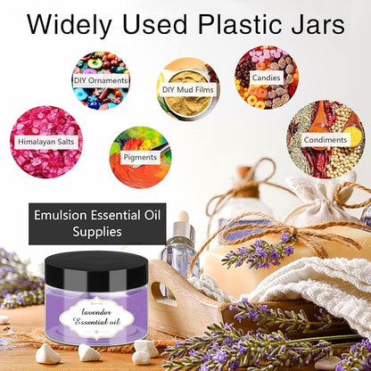 PeacePeo Plastic Jars with Lids, 4 OZ Slime Containers 72 Pcs Empty Clear Plastic Jars Refillable Plastic Cosmetic Containers with Screw On Lids for Kitchen Use Lotions & Beauty Products