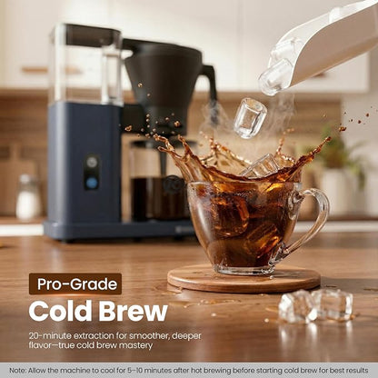 Kismile SCA-Certified 8 Cup Drip Coffee Maker, Pour Over Coffee Machine with 3s Instant Heat 197–205℉, Adjustable Flow Control, Removable Water Tank, Deep Cold Brew & 40 Min Keep Warm(Blue)