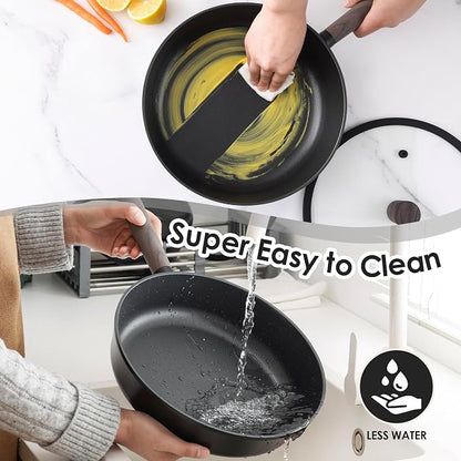 SENSARTE 13Pcs Pots and Pans Set Nonstick Cookware Set Kitchen Cooking Frying Pans with Stay-cool Handle, Dishwasher Safe, Induction Compatible, PFOA/PFOS Free, Black