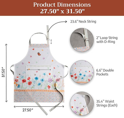 Maison d' Hermine 100% Cotton Apron for women with Pocket Kitchen Chef Apron for Men Cooking Spring Summer