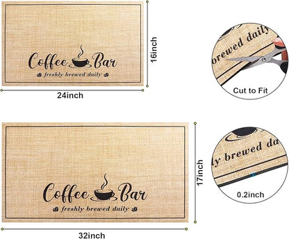 CooRug Absorbent Coffee Mat, Fashion Dish Drying Mat for Kitchen Counter Coffee Bar Accessories Espresso Machine Dish Rack 17" x 32" Beige