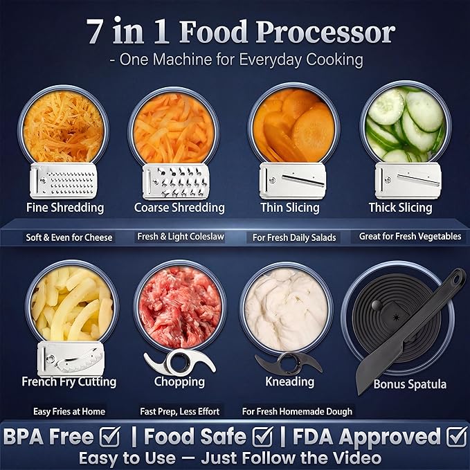 14 Cup Food Processor - XL Bowl Food Processor with Large Feed Chute, French Fry Cutter, Chop Vegetables, Slice Potatoes, Shred Cheese, Mix Dough for Family Meal Prep