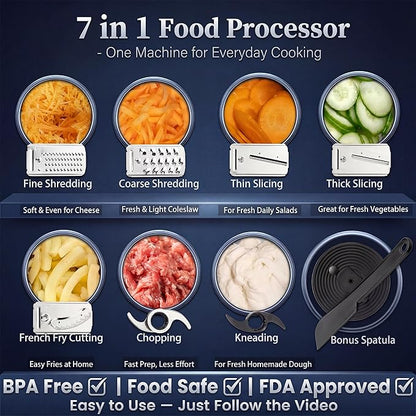 14 Cup Food Processor - XL Bowl Food Processor with Large Feed Chute, French Fry Cutter, Chop Vegetables, Slice Potatoes, Shred Cheese, Mix Dough for Family Meal Prep