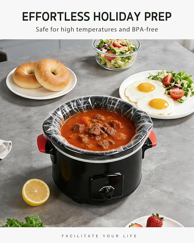Syntus Slow Cooker Liners, 30 Count Cooking Bags Large Size Disposable Pot Liners Plastic Bags, Fit 1.5QT to 2QT for Slow Cooker Cooking Trays, 10"x 13", 30 Liners