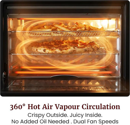 Elite Gourmet EAF9320 23L Air Fryer Toaster Oven, 10-in-1 Digital Convection Countertop Oven, Dual Fan Speeds, Air Fry, Bake, Broil, Toast, Dehydrate, 1600W w/Air Fry Rack, Bake Rack & Pan, Black