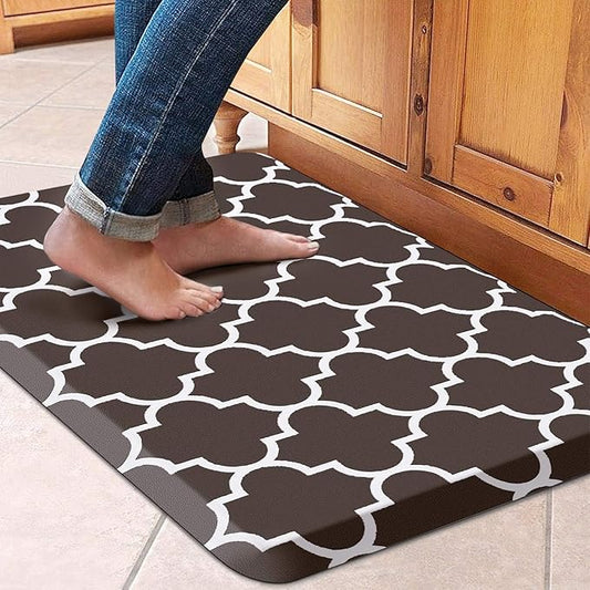 WISELIFE Kitchen Mat Cushioned Anti-Fatigue Rug,17.3"x 28",Non Slip Waterproof Kitchen Rugs Heavy Duty PVC Ergonomic Comfort Mat for Floor Home, Office, Sink, Laundry, Chocolate
