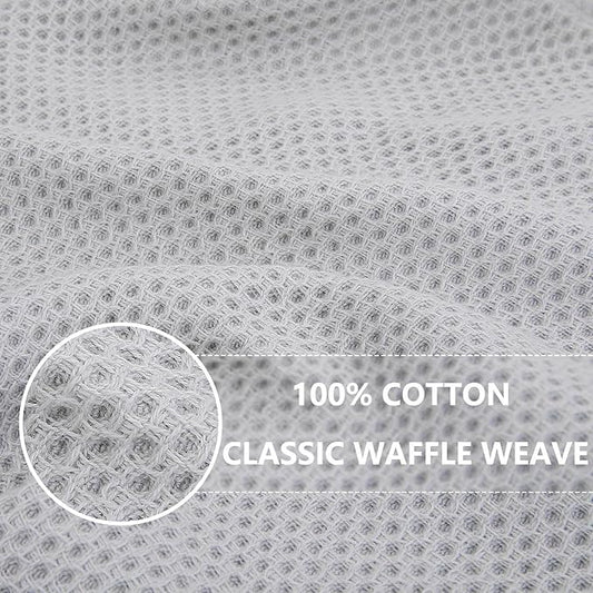 Homaxy 100% Cotton Oversized Waffle Weave Kitchen Dish Towels, Ultra Soft Absorbent Quick Drying Cleaning Towel, 20x28 Inches, 8-Pack, Light Gray