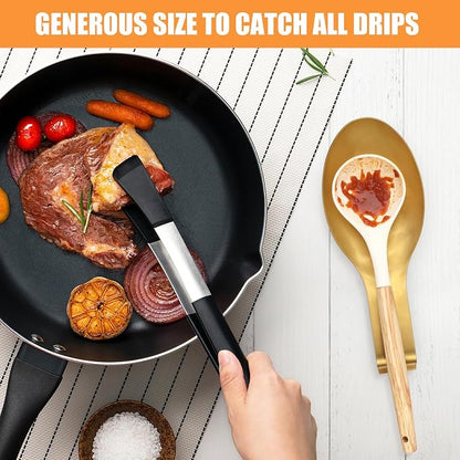 VanlonPro Stainless Steel Spoon Rest, Spatula Ladle Holder, Stainless Steel Utensil Spoon Rest Holder, Brushed Finish, Dishwasher Safe 9.8 x 3.7 Inch (Gold + Gold Fish Tail)
