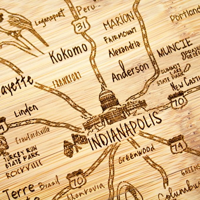 Totally Bamboo A Slice of Life Indiana State Serving and Cutting Board, 11" x 8.75"