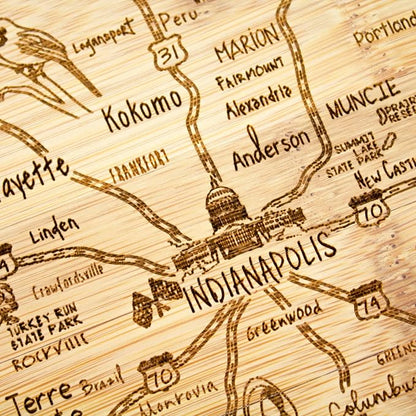 Totally Bamboo A Slice of Life Indiana State Serving and Cutting Board, 11" x 8.75"