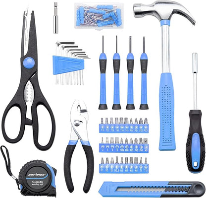 CARTMAN Home Tool Set Kit, Basic Household Hand Tools with Storage Case Light Blue