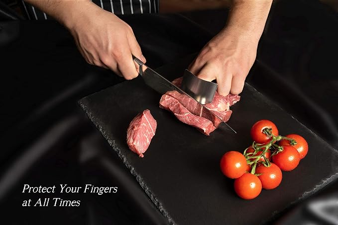 Chef’s Knife | Ergonomic Kitchen Knife | Chef Knife with Sheath, Finger Guard and Knife Sharpener, 8-inch Kitchen Knife by DYSTRONG | Stainless Steel Knife for Kitchen