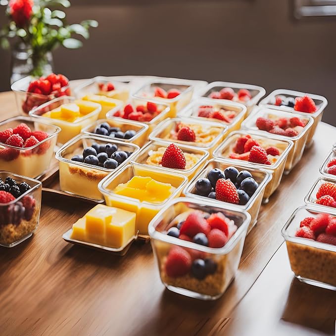 Mini Glass Food Storage Containers - 12 Pack 5.4 oz Small Glass Jars with Locking Lids - Square Food Containers - Microwave Dishwasher Safe