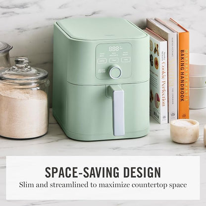 Martha Stewart 6QT Air Fryer, 6-in-1, Bake, Broil, Roast, Air Fry, Dehydrate, Reheat, Ceramic Non-Stick Basket, Crispy Results Fast, 400°F Max Temp, Shake Reminder, Honeydew Green