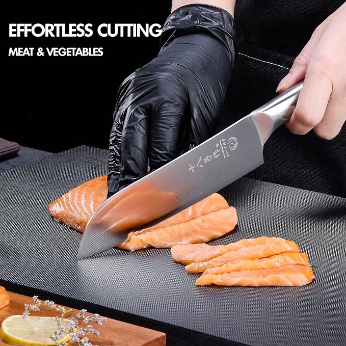 SHI BA ZI ZUO Santoku knife and fruit knife, 2-piece professional kitchen knife set Chef's knife with ergonomic stainless steel handle for kitchen
