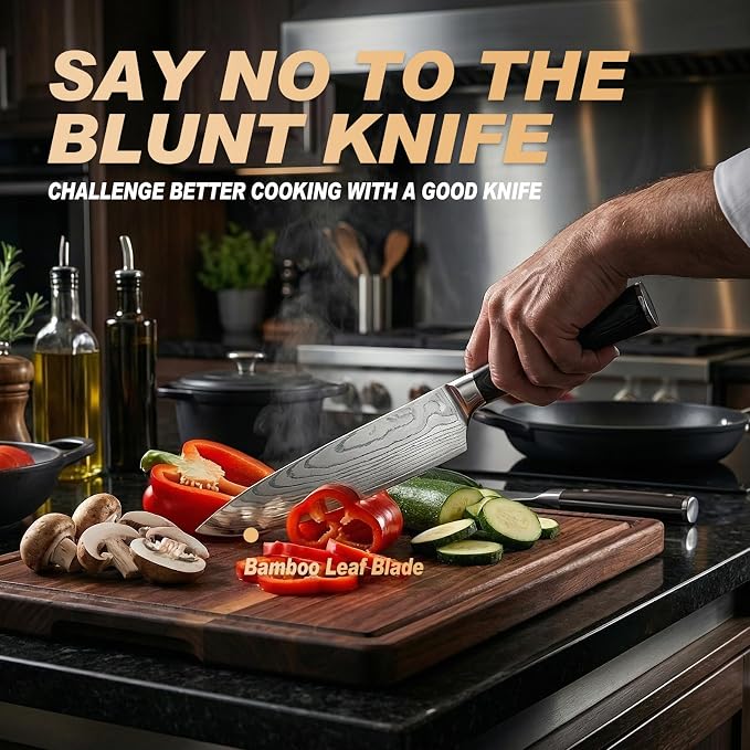 Kitchen Knife, High Carbon Stainless Steel Professional Sharp Chef Knife Set, Japanese Chefs Knives for Home Food Cooking Meat Cutting, Chopping Knife