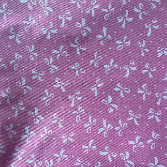 Light Weight Natural Cotton Fabric by the Yard DIY Making Supplies Quilting Patchwork Fabric Fat Quarter Bundles DIY for Quilting Cotton Patchwork Cushions (White Bow, 2 Yard)