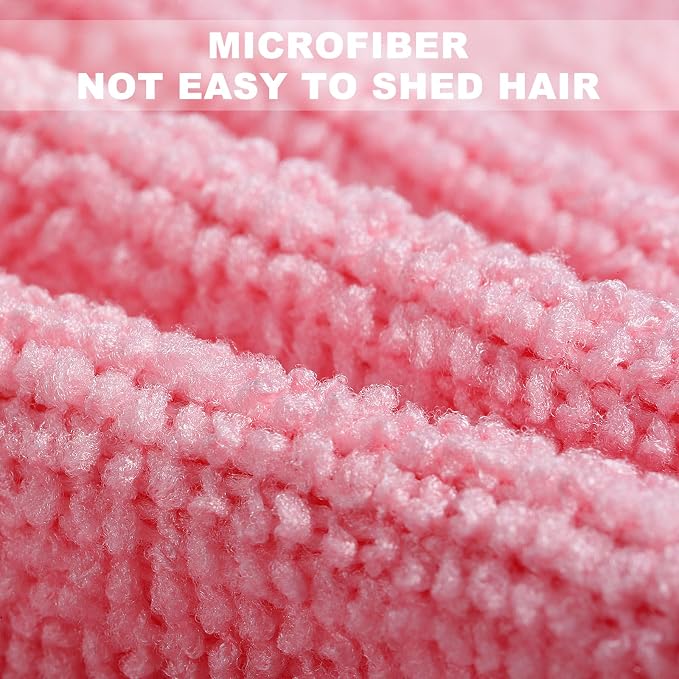 Luiruey Microfiber Cleaning Cloth Rags in A Box (20 Count) -7.9" x 7.9" Reusable Microfiber Towels for Cars - Edgeless Terry Towels,Small Microfiber Towel for Home, Kitchen (Pink)