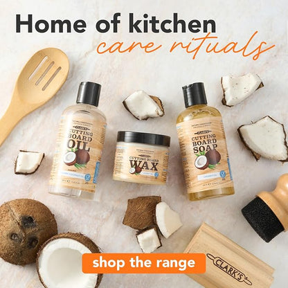 CLARK'S Cutting Board Refined Coconut Soap - Plant Based Food Safe Castile Soap For Countertops Butcher Blocks Bamboo And Utensils - Cleans And Restores Wood - Use Before Food Grade Mineral Oil
